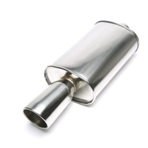 TA-Technix Edelstahl Sportendschalldämpfer universal 100mm rund / gebördelt / angeschrägt
