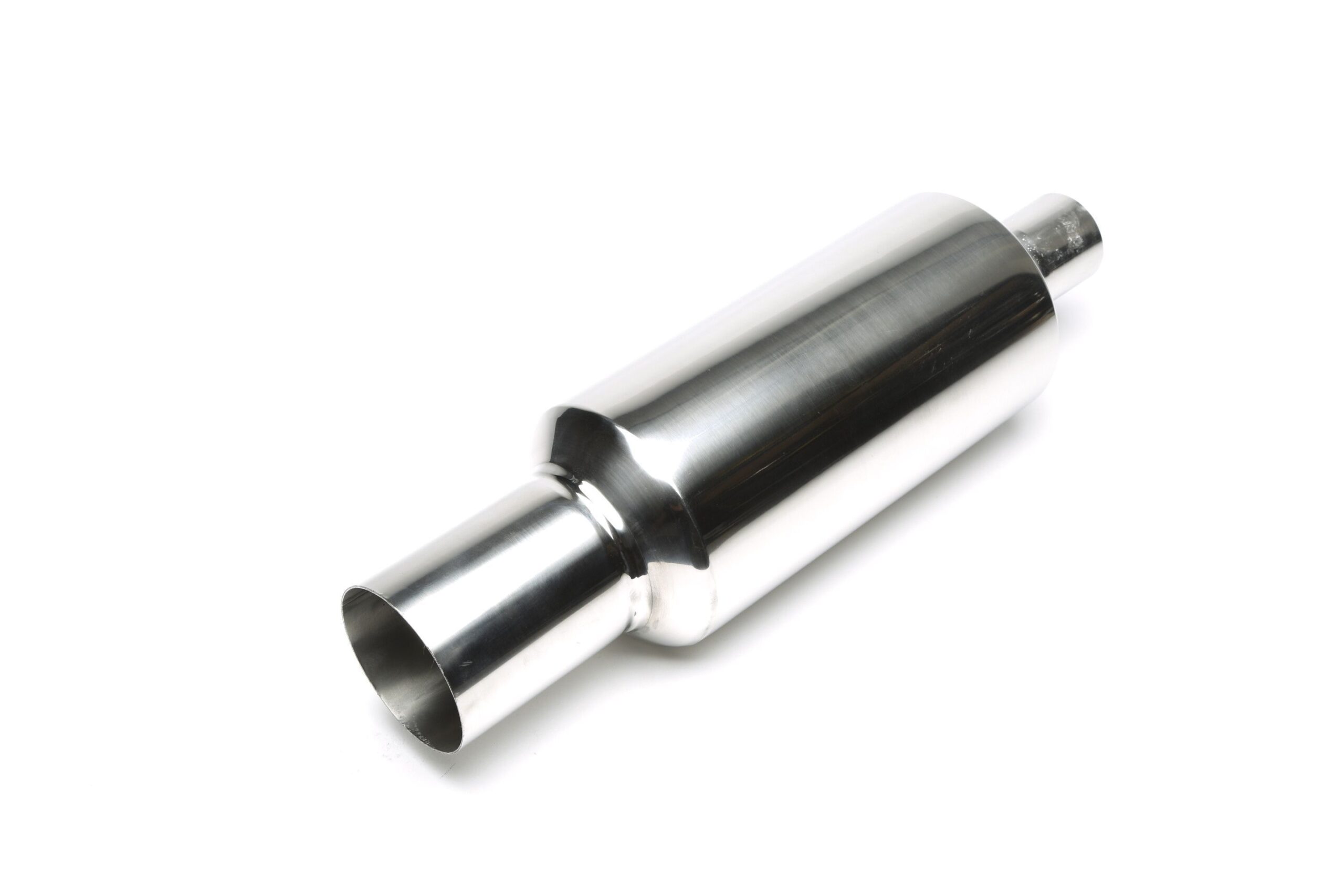 Edelstahl Sportendschalldämpfer universal 100mm rund / scharf