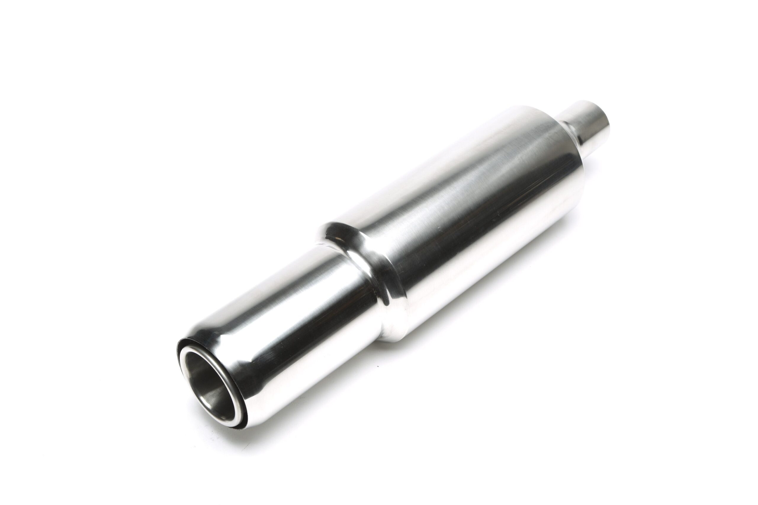 Edelstahl Sportendschalldämpfer universal 115 / 80mm rund / gebördelt / scharf