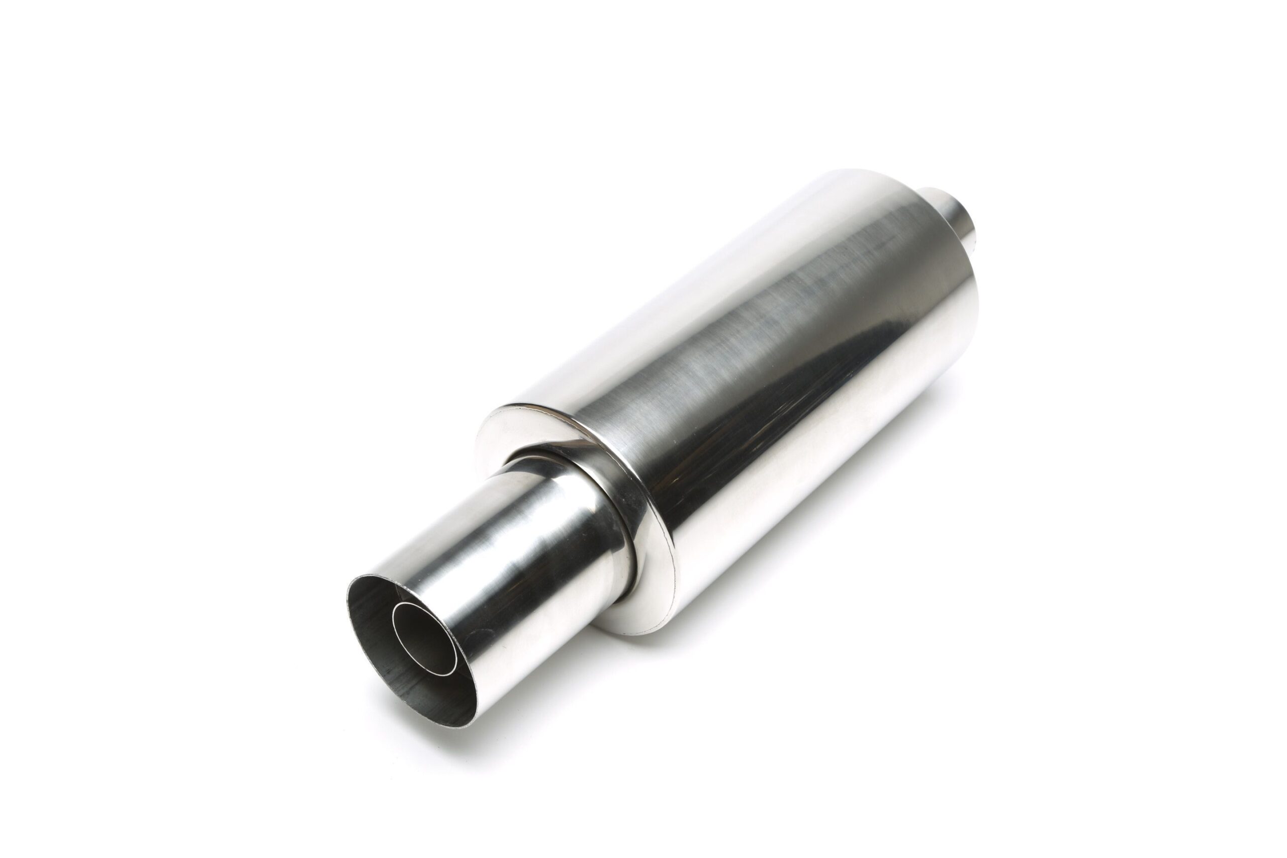 Edelstahl Sportendschalldämpfer universal 110 / 45mm rund / scharf / Silencer im Endrohr