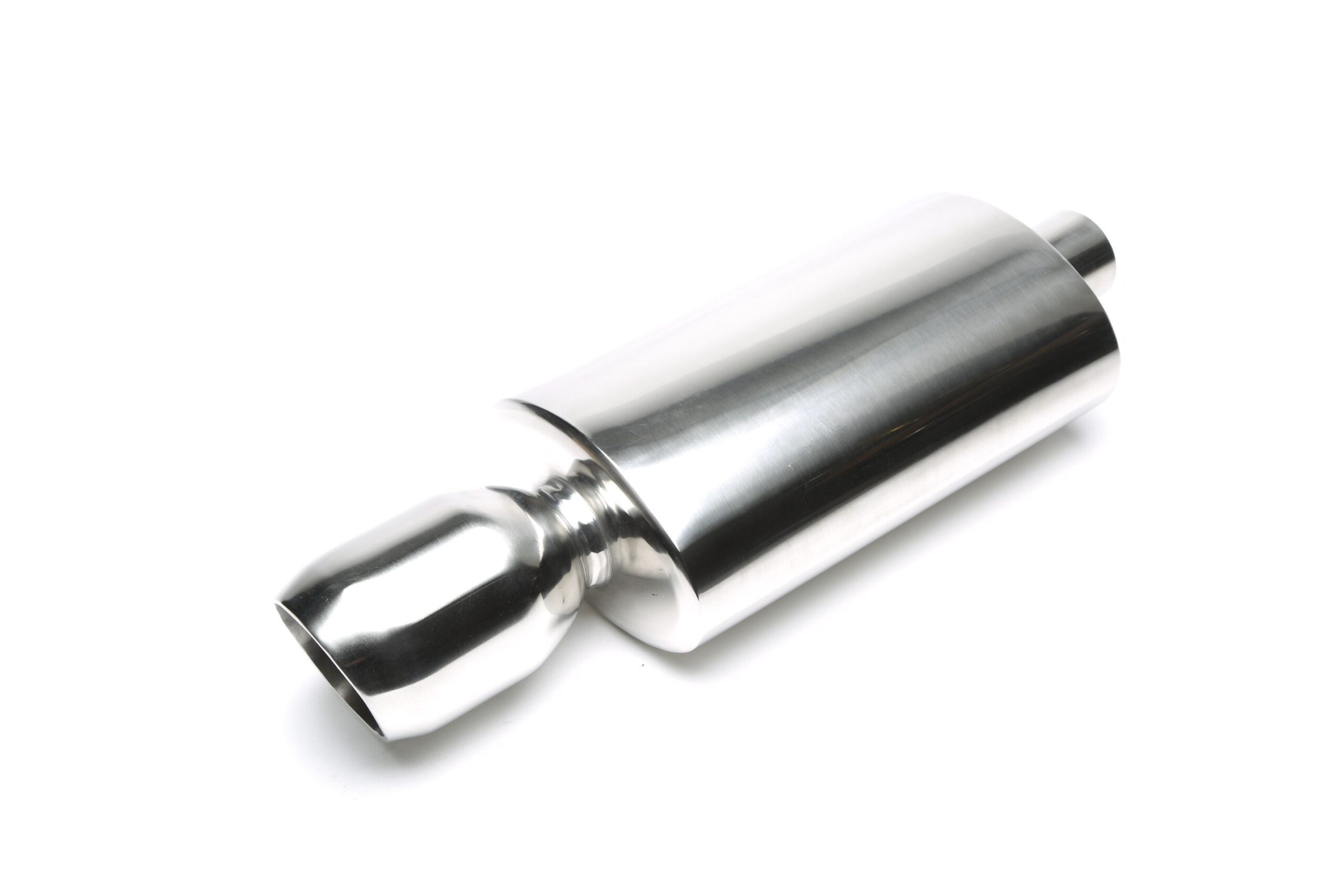 Edelstahl Sportendschalldämpfer universal 115mm rund / angeschrägt / nach innen gezogen