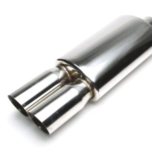 Edelstahl Sportendschalldämpfer universal 2 x 88 x 90mm oval / scharf / angeschrägt