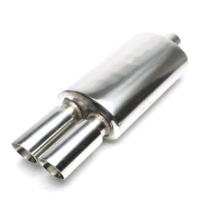 Edelstahl Sportendschalldämpfer universal 2 x 76mm rund / angeschrägt / nach innen gezogen