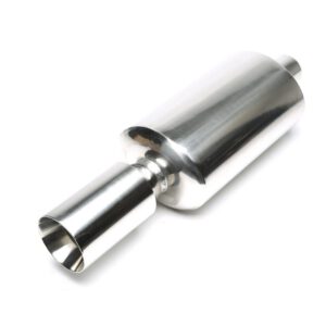 Edelstahl Sportendschalldämpfer universal 100mm rund / glatt / nach innen gezogen