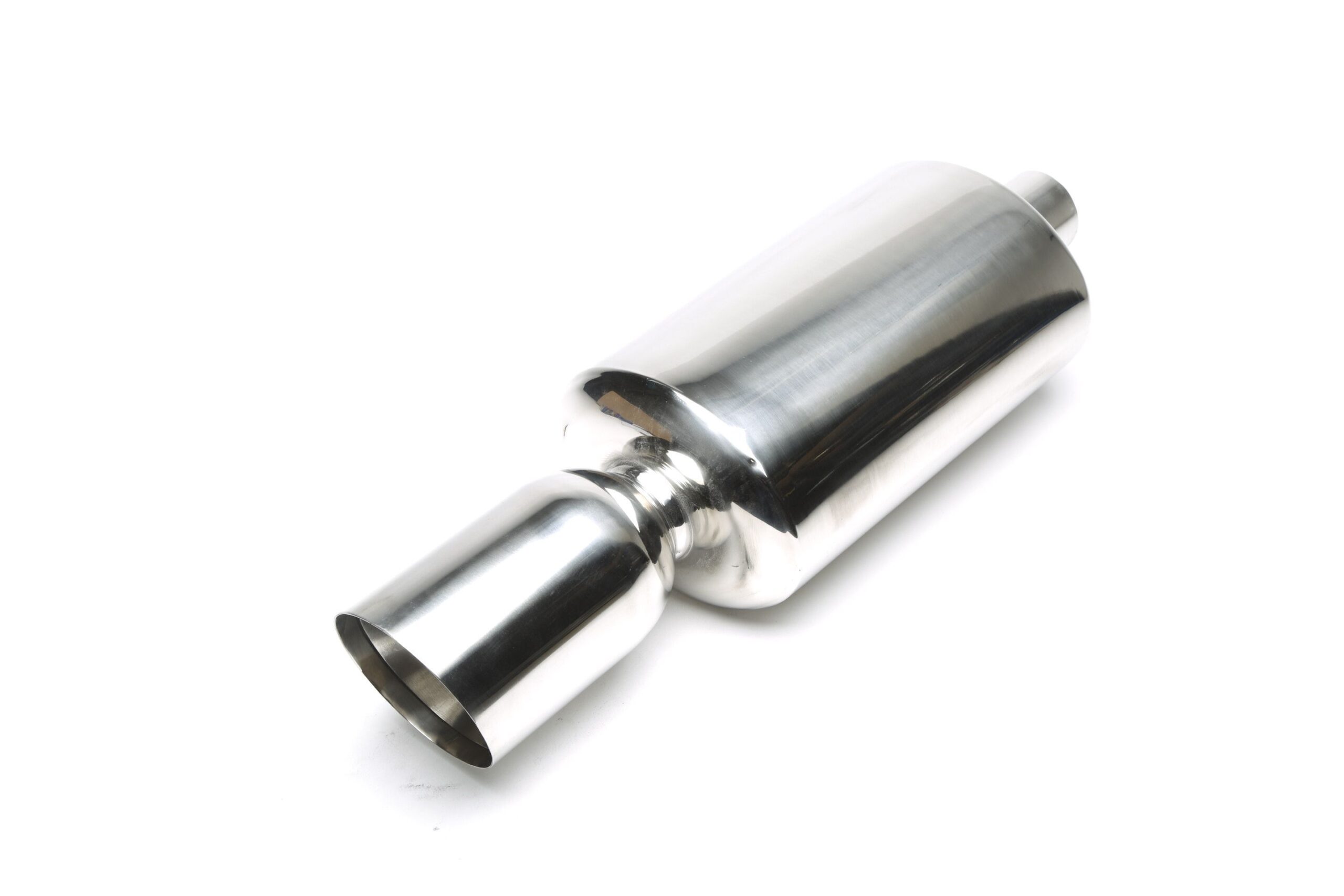 Edelstahl Sportendschalldämpfer universal 115mm rund / scharf / angeschrägt