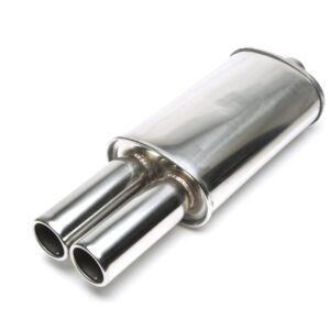 Edelstahl Sportendschalldämpfer universal 2 x 76mm rund / gebördelt