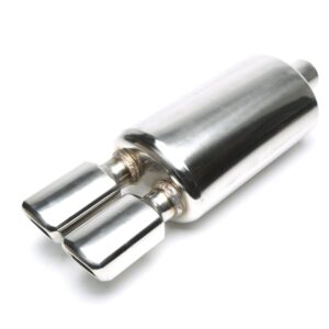 Edelstahl Sportendschalldämpfer universal 2 x 86 x 70mm viereckig / angeschrägt / nach innen gezogen