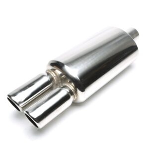Edelstahl Sportendschalldämpfer universal 2 x 76mm rund / angeschrägt