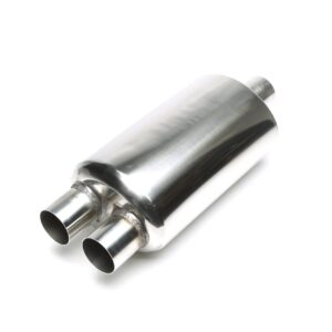Edelstahl Sportendschalldämpfer universal 2 x 52mm rund / scharf