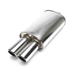 Edelstahl Sportendschalldämpfer universal 2 x 76mm rund / angeschrägt