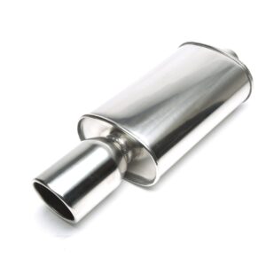 Edelstahl Sportendschalldämpfer universal 115mm rund / gebördelt / angeschrägt